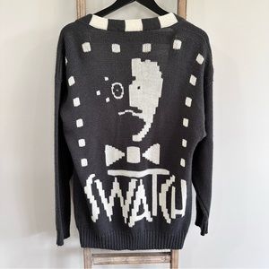 Swatch Watch Vintage 80’s Graphic Cardigan Size Large